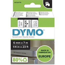 DYMO 6MM BLACK CLEAR 43610 TAPE