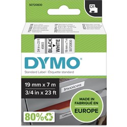 DYMO D1 BLACK ON WHITE 19mm TAPE ROLL  SD45803