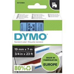 DYMO D1 LABEL CASSETTE 19mmx7m black on blue