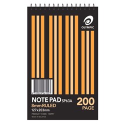 SPIRAL NOTEBOOK 8X5 TOP BOUND 200X127MM 200 PAGE SP63A