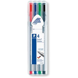 PEN STAEDTLER 334 TRIPLUS FINELINER ASSORTED WALLET 4