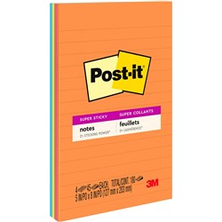 POST-IT 5845-SSUC SUPER STICKY ULTRA 127X203MM ENERGY BOOST RULED LINED PACK OF 4