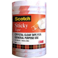 SCOTCH STICKY TAPE 502 12MMX66M Pack of 12