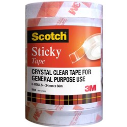 SCOTCH STICKY TAPE 502 24MMX66M Pack of 6