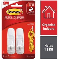 3M COMMAND ADHESIVE HOOKS MEDIUM 17001 PKT2