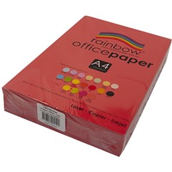 RAINBOW OFFICE PAPER A4 80GSM Red Ream of 500