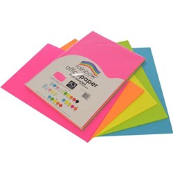RAINBOW 75GSM OFFICE PAPER A3 5 Fluoro Assorted Pack of 100