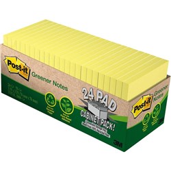 POST-IT 654R-24CP-CY NOTES Cabinet Pack 100% Rcycld 76x76 Yellow PK24 GREENER 654