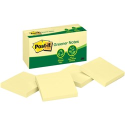 654RP POST-IT PAD YELLOW RECYCLED PAPER NOTE 73MM X 73MM pack 12