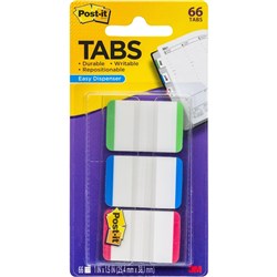 POST-IT DURABLE INDEX TABS 686L-GBR ASSORTED WHITE WITH RED GREEN AND BLUE