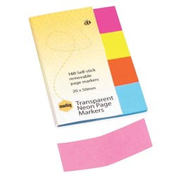 NOTES MARBIG PAGE MARKER NEON CLEAR 20X50 MARBIG