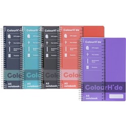 MARBIG COLOURHIDE NOTEBOOKS A5 200 PAGE ASSORTED SIDE SPIRAL BOUND