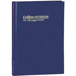 A4 SHORT NOTEBOOK FEINT 168 PAGE COLLINS HARD COVER BLUE DEB 05800