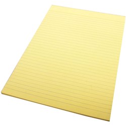 QUILL A4 70LF COLOUR BOND PADS Yellow RULED