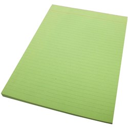 QUILL A4 70LF COLOUR BOND PADS Green RULED