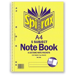 SPIRAX 596 A4 5 SUBJECT 7MM NOTE BOOK ESS 43111