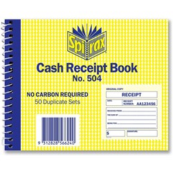 SPIRAX 504 CASH RECEIPT BOOK 127x100mm SB