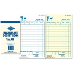 DOCKET BOOKS CARBONLESS Type 15D Duplicate 50 sets 165x95mm ZIONS