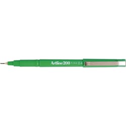 ARTLINE 200 FINELINE PEN GREEN 0.4MM TIP Available in 12's