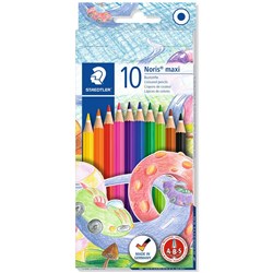 STAEDTLER NORIS CLUB MAXI LEARNER COLOURED PENCILS ASSORTED 3MM PK10