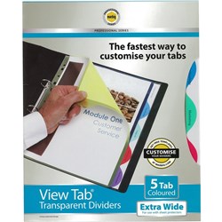 A4 DIVIDERS VIEW TAB 5 TAB EXTRA WIDE PP COL 37845