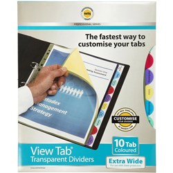 A4 DIVIDERS VIEW TAB 10 TAB EXTRA WIDE PP COL 37840