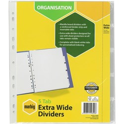 A4 DIVIDERS 5TAB MANILLA WHITE EXTRA WIDE INSERTABLE SET