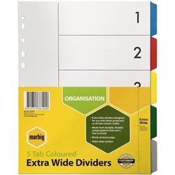 A4 DIVIDERS 5TAB PP EXTRA WIDE SET