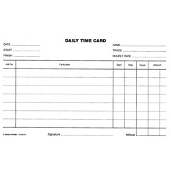 DAILY TIME CARD CARDS 5X8 PK250