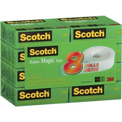 SCOTCH 810 MAGIC TAPE VALUE PACKS 19MMX25MX PKT8