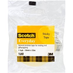 SCOTCH 500 / 502 EVERYDAY STICKY TAPE 18MMX33M ROLL1