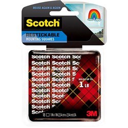 SCOTCH R100 MOUNTING TABS R/useClear 25.4X25.4mm 18 Tabs R100