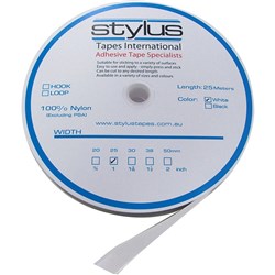 STYLUS 3421 HOOK FASTENER White 25mmx25m Minimum buy quantity 6 rolls