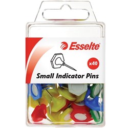 ESSELTE PIN INDICATOR SMALL 15X13MM ASSORTED PK40