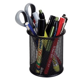 ESSELTE METAL MESH PENCIL CUP BLACK DELI 9172