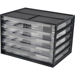 ITALPLAST A4 DOCUMENT CABINET 5 Drawer Black/Clear - I326