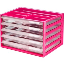 ITALPLAST A4 DOCUMENT CABNET 5 DRAWER WATERMELON CLEAR