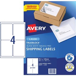 AVERY LASER LABEL L7169 4 L/P/SHEET 99.1x139mm 959030