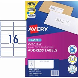 AVERY LASER LABEL L7162 16 UP 99.1x34mm 1600 labels 959003