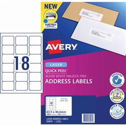 AVERY LASER LABEL  L7161 18/SHT 63.5X46.6 BX100