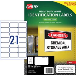 AVERY HEAVY DUTY LASER LABELS 21 L/P/Sht L7060 SHR