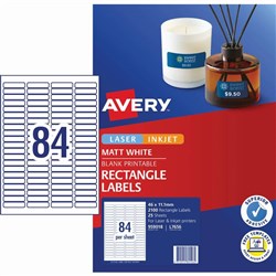 AVERY LASER LABEL L7656 84 UP WHITE  46X11.1MM PK25 BOX25 959018