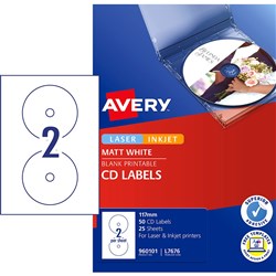 L7676-25 B&W LASER CD / DVD LABEL PK25