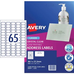 AVERY CLEAR LASER LABEL L7551 959022 PKT