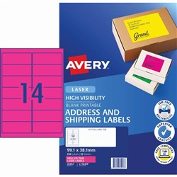 AVERY FLUORO LASER LABELS 14 L/P/SHT FLUORO PINK L7163FP PK350