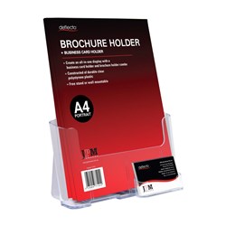 DEFLECTO BROCHURE HOLDERS A4 FREE STANDING & WALL MOUNT WITH BUSINESS CARD HOLDER