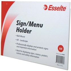ESSELTE SIGN / MENU HOLDER A4 LANDSCAPE WALL MOUNT