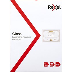 REXEL LAMINATING POUCHES A3 2x125mic Pk100