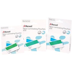 REXEL LAMINATING POUCHES Badge Card 2x180mic 67x98 Pk50 PK50