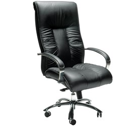BIG BOY DIRECTORS CHAIR WITH ARMS BLACK LEATHER